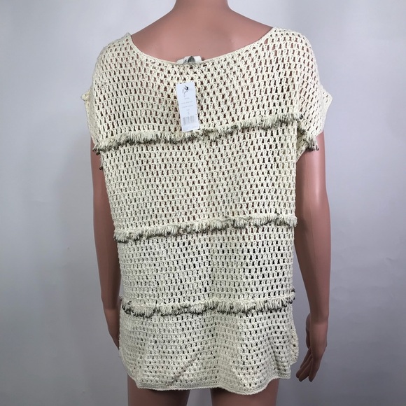 NWT Joie Natural Ivory Crochet Sequin Top Small - Picture 5 of 8
